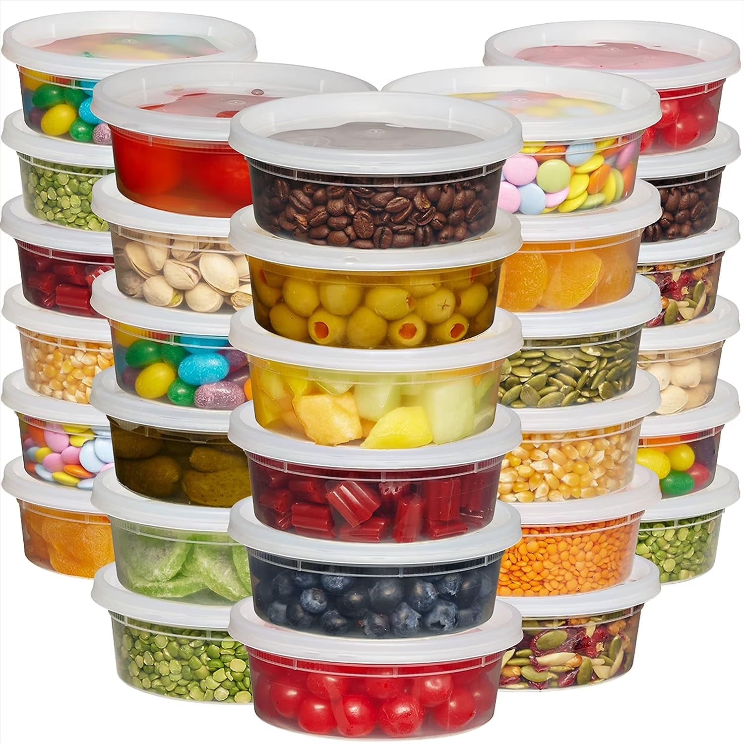 Deli Containers with Lids 8Oz Bpa-Free Plastic Food Containers, Pack of 60