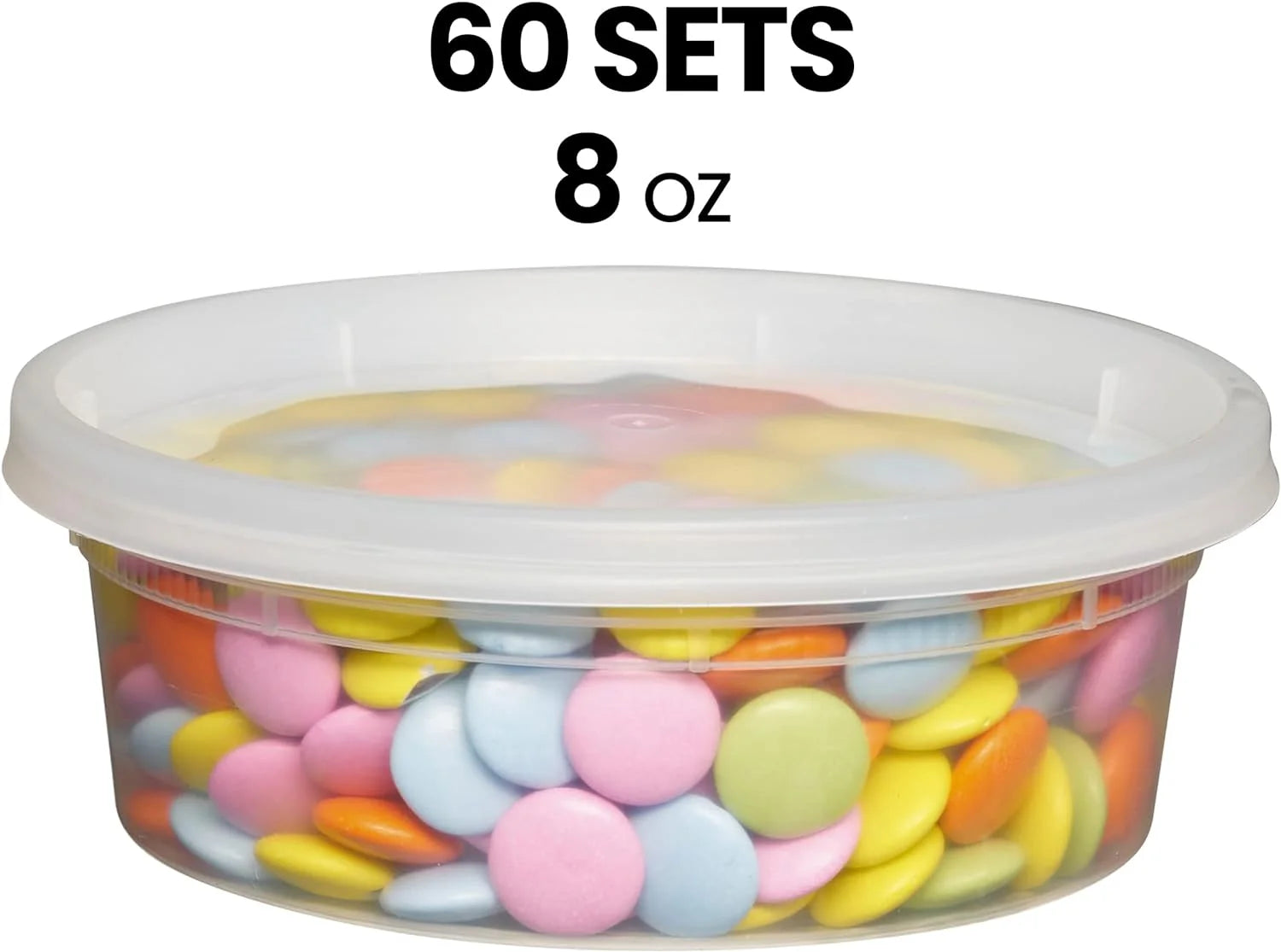 Deli Containers with Lids 8Oz Bpa-Free Plastic Food Containers, Pack of 60