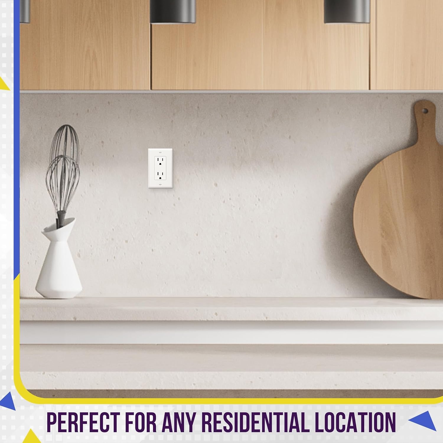 Decorator Light Switch or Receptacle Outlet Wall Plate, Gloss Finish, Size 1-Gang 4.50" X 2.76", Unbreakable Polycarbonate Thermoplastic, UL Listed, 8831-W, White