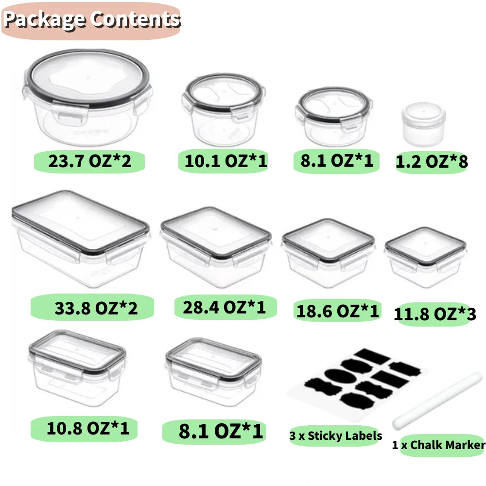 Food Storage Containers with Lids, 52 Piece Leak Proof Clear Plastic Food Container for Food, Bpa-Free, Food Meal Storage Set, Meal Prep Container Stackable Containers, Pp+Silicone